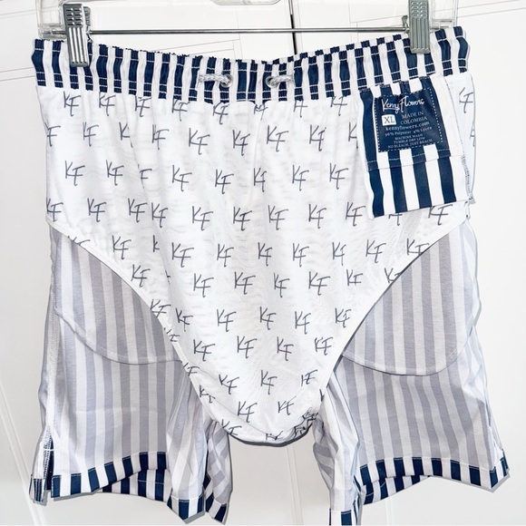 NEW! THE NAUTI BY NATURE SWIM TRUNKS Men's Blue Striped Swim Shorts Sz XL - Picture 13 of 16